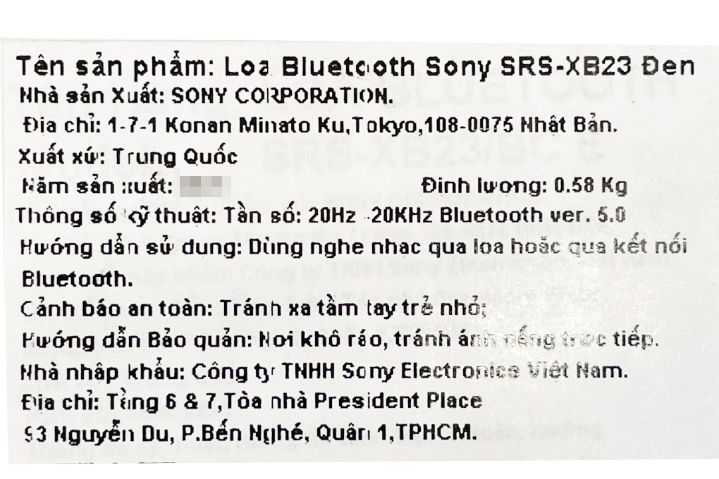 Loa Bluetooth Sony Extra Bass SRS-XB23 Màu Đen