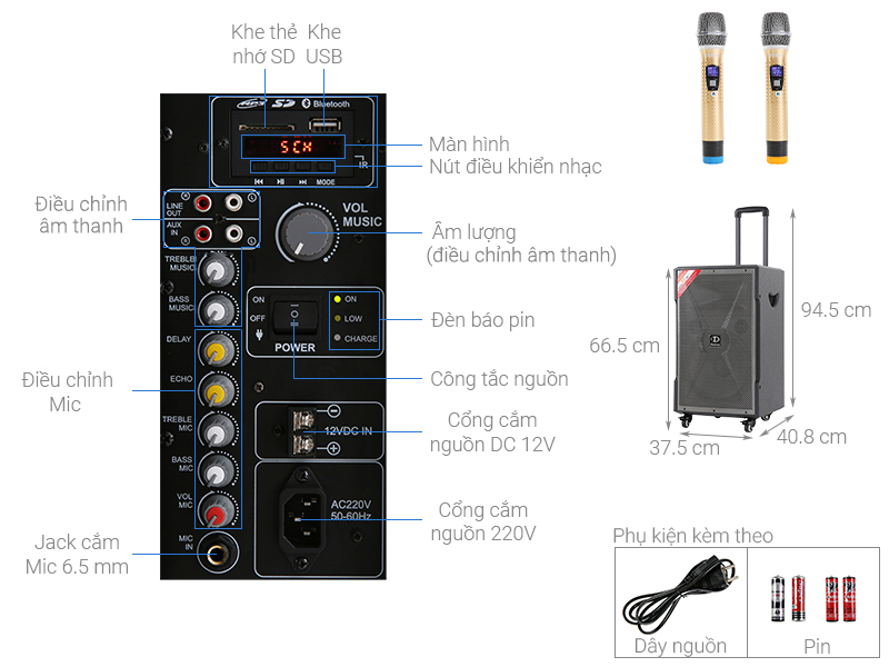 Loa kéo Karaoke Dalton TS-12G450X 500W - có trả góp 0%