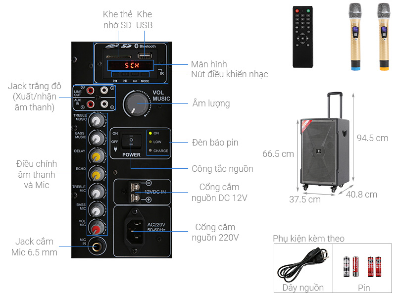 Loa kéo karaoke Dalton TS-12G450X 500W