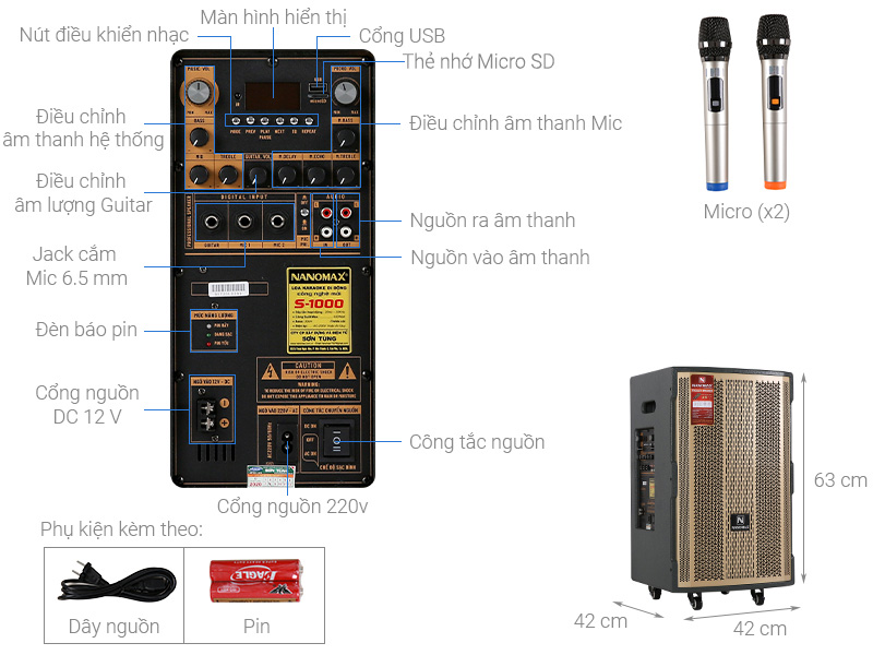 Loa kéo Karaoke Nanomax S-1000 450W