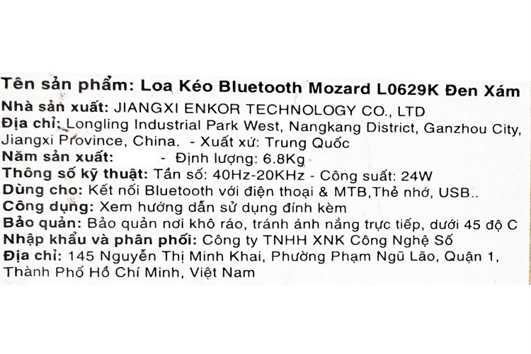 Loa Kéo Bluetooth Mozard L0629K Đen Xám Màu Đen - Xám