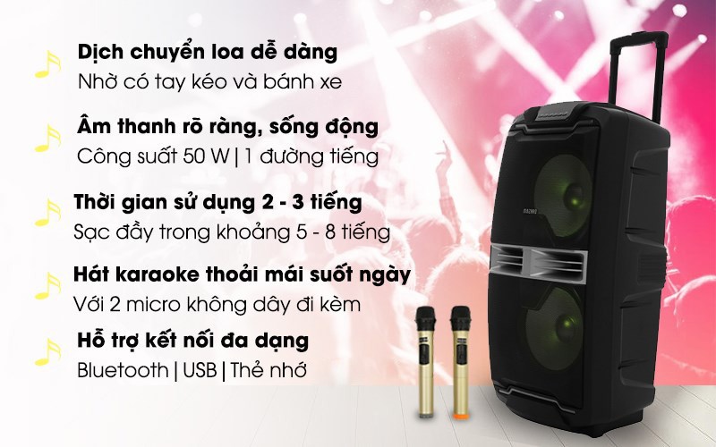 Loa kéo karaoke Mozard L1028K 50W