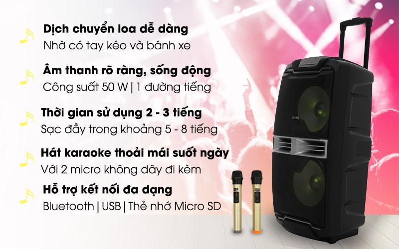 Loa kéo karaoke Mozard L1028K 50W Chính hãng Giá tốt