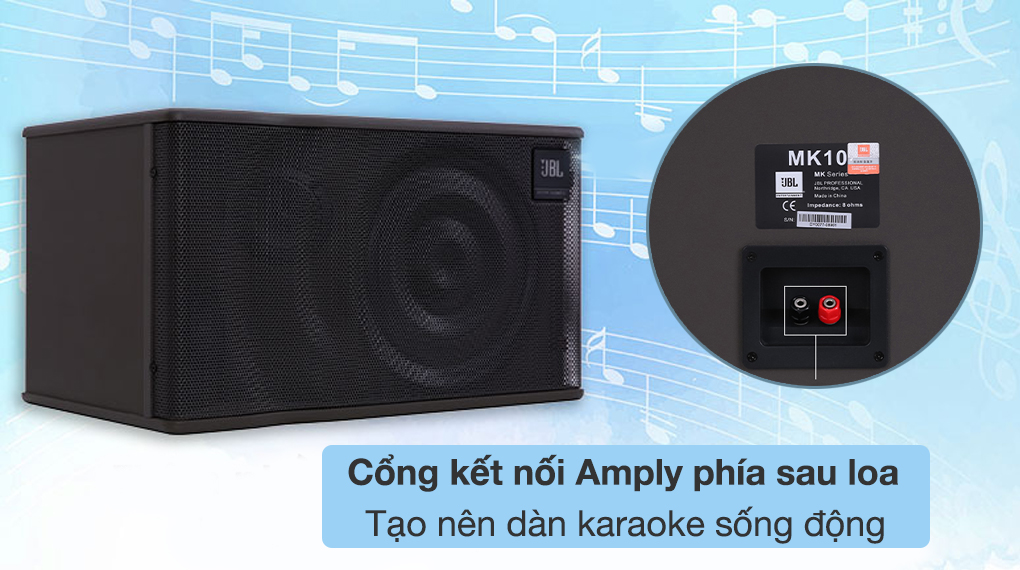 Cặp loa karaoke JBL MK 10 400W - Trang bị cổng kết nối amply tạo nên dàn âm thanh sống động