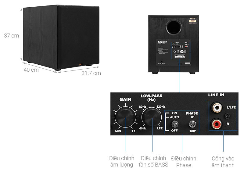 Loa siêu trầm Klipsch SUB100-BK 240W