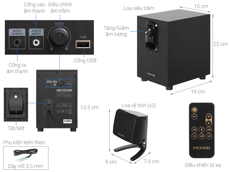 Loa vi tính Bluetooth Microlab M118BT Đen