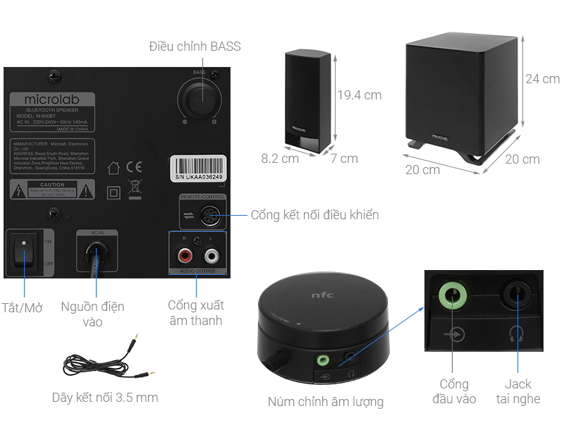 Loa vi tính Bluetooth Microlab M600BT Đen
