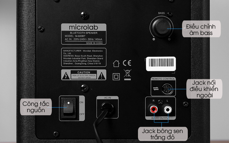Cổng kết nối - Loa vi tính Microlab M600BT Đen