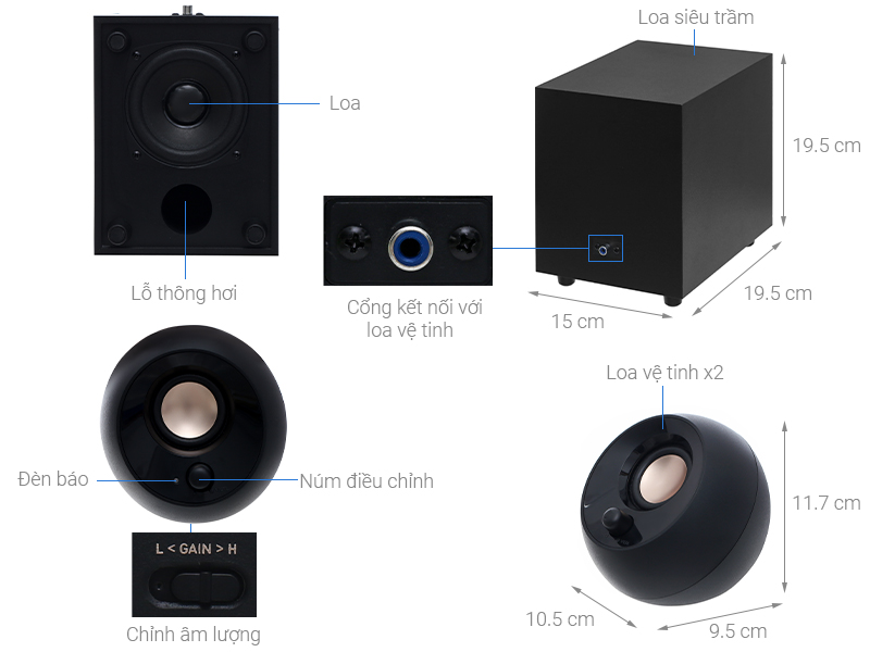 Loa vi tính Creative Pebble Plus Đen