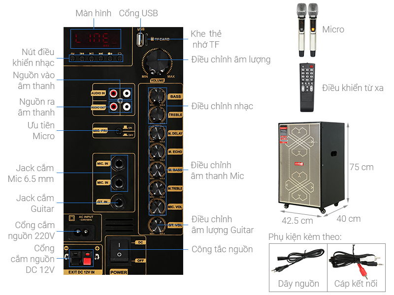 Loa kéo karaoke Mobell MK-6080 500W