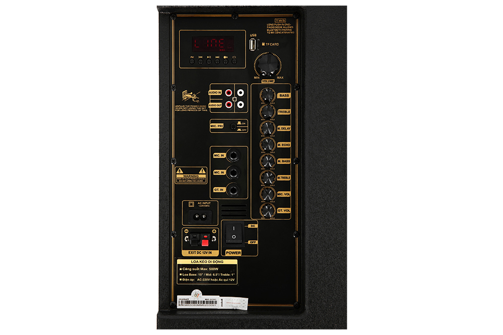 Loa kéo karaoke Mobell MK-6080 500W Màu Đen - Vàng