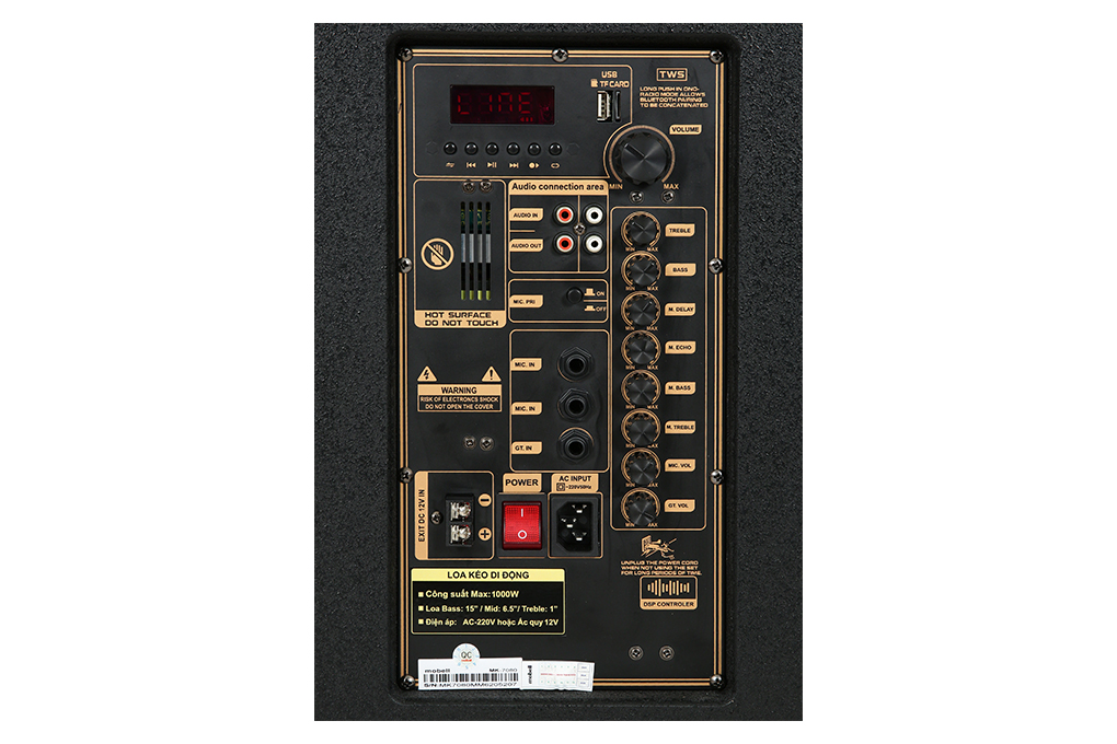 Loa kéo karaoke Mobell MK-7080 1000W Màu Đen - Vàng
