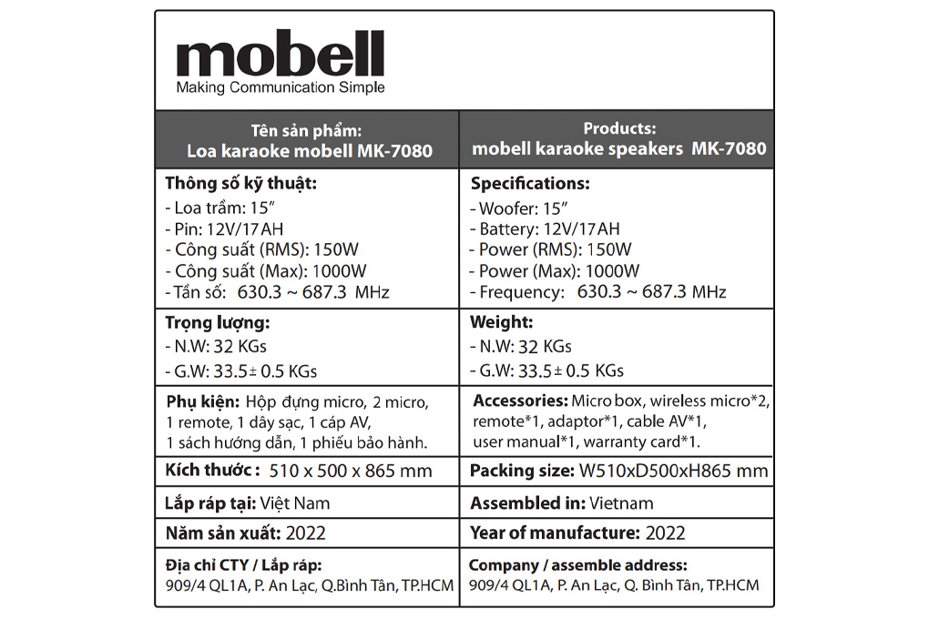 Loa kéo Karaoke Mobell MK-7080