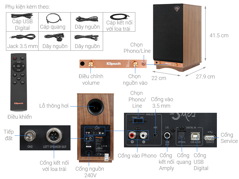 Cặp Loa Klipsch The Sixes Walnut