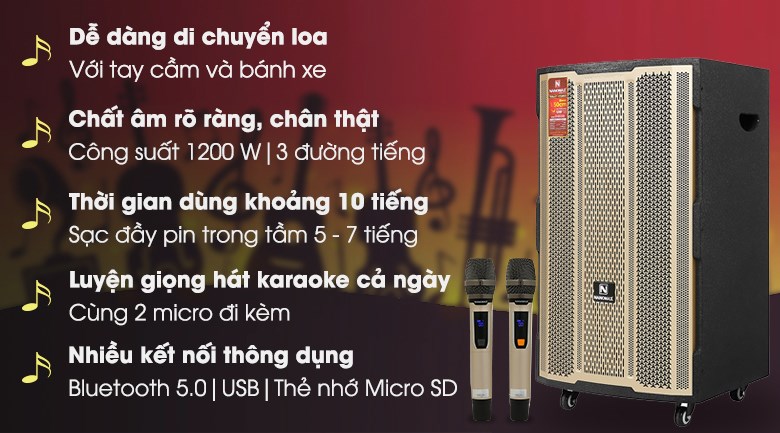 Loa kéo karaoke Nanomax S-3000 1200W