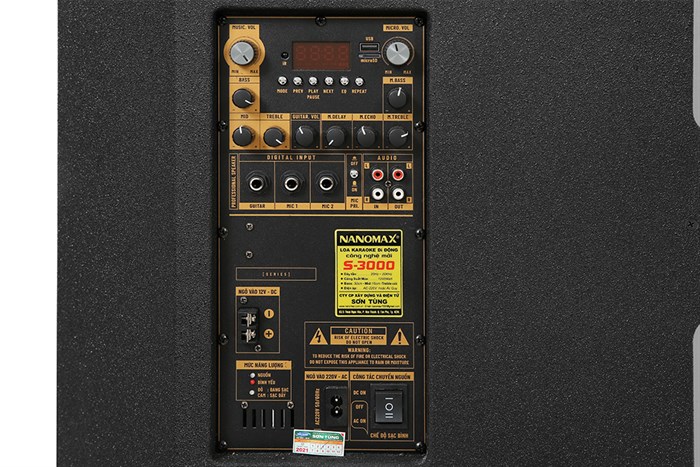 Loa kéo karaoke Nanomax S-3000 1200W Màu Đen - Vàng