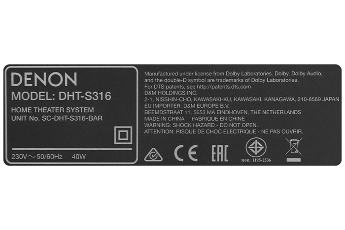 Bộ loa thanh Denon S316 80W