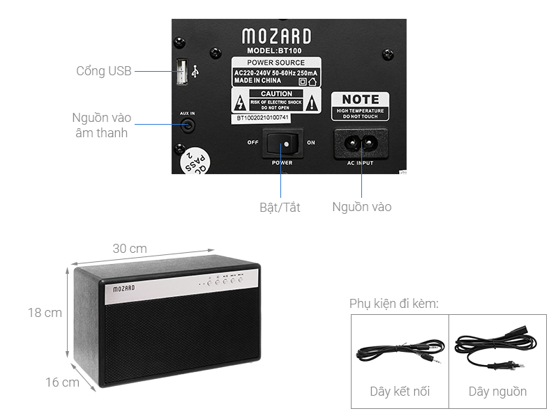 Loa Bluetooth Mozard BT100 Đen