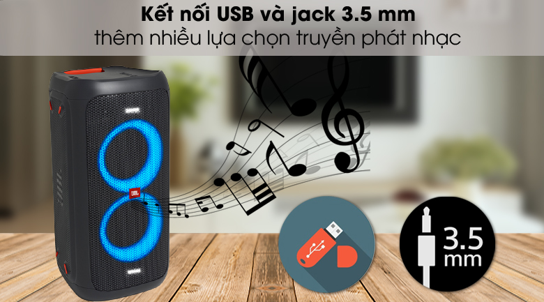 Hỗ trợ kết nối - Loa Bluetooth JBL Partybox 100 Đen