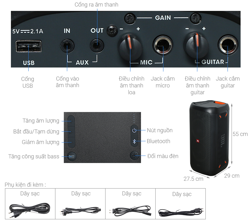 Loa Bluetooth JBL Partybox 100 Đen