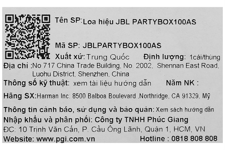 Loa Bluetooth JBL Partybox 100 Đen Màu Đen