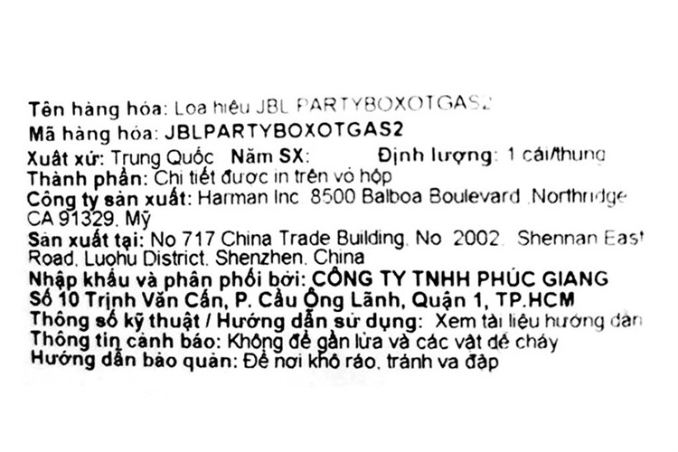 Loa Bluetooth JBL Partybox On The Go Màu Đen