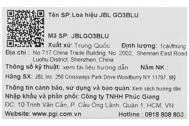 Loa Bluetooth JBL Go 3 Màu Xanh Dương