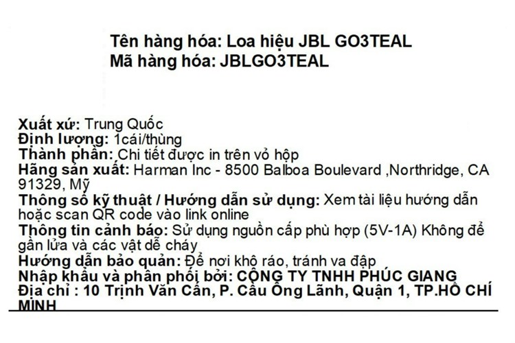 Loa Bluetooth JBL Go 3 Màu Xanh mint