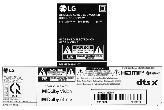 Bộ loa thanh LG SP8A 440W Màu Đen