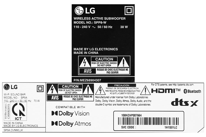 Bộ loa thanh LG SP9A 520W Màu Đen