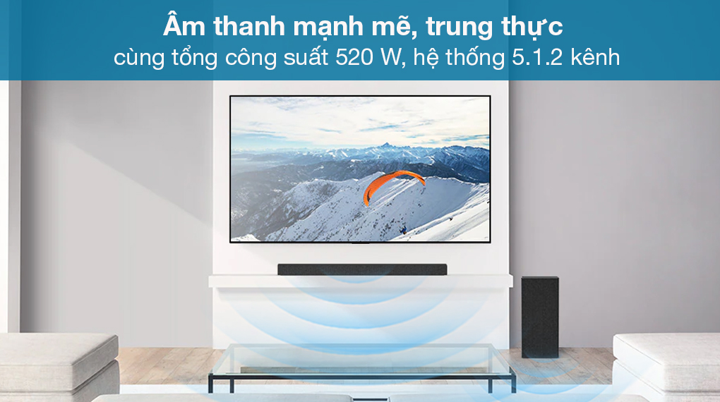 Loa thanh LG SP9A - Âm thanh mạnh mẽ với hệ thống 5.1.2 kênh, công suất 520 W