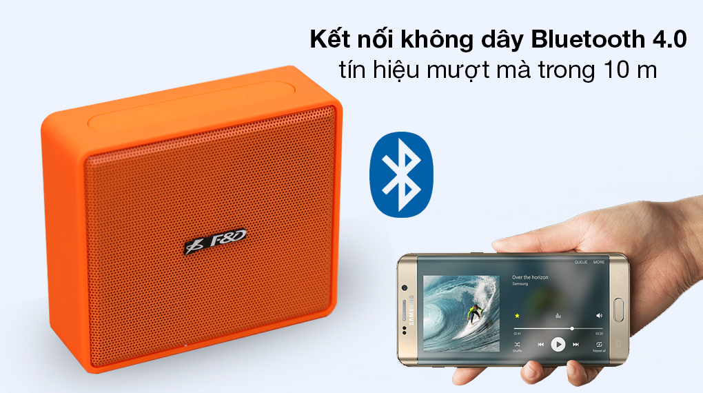 Loa Bluetooth Fenda W5 Cam/ Vàng Chanh - Phạm vi kết nối không dây lên tới 10 m qua công nghệ Bluetooth 4.0