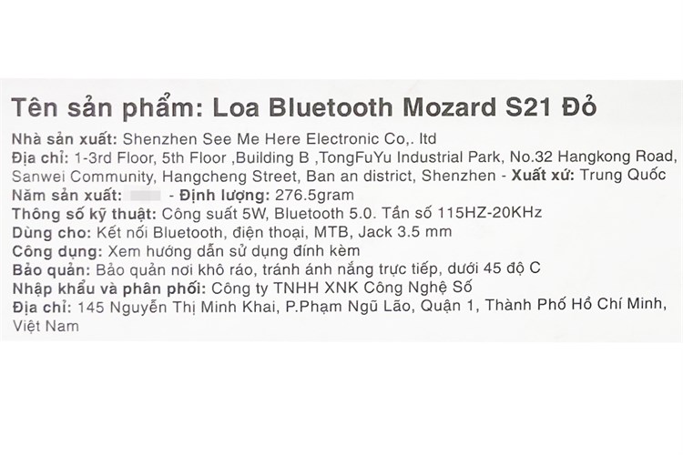 Loa Bluetooth Mozard S21 Màu Đỏ
