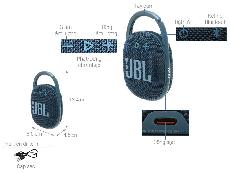 Loa Bluetooth JBL Clip 4 - giá tốt, chính hãng
