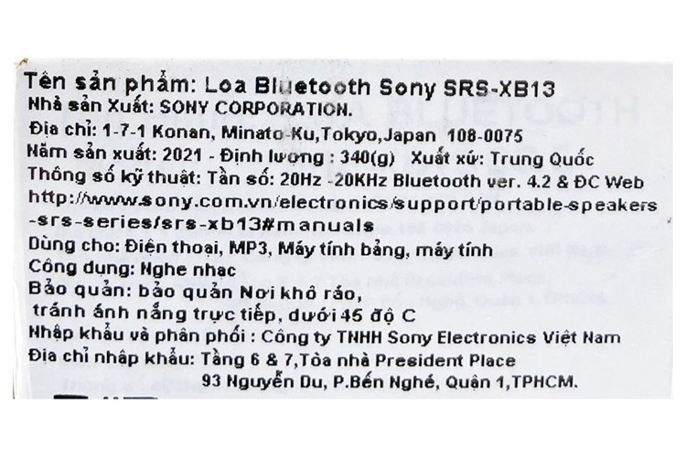 Loa Bluetooth Sony SRS-XB13 Màu Xanh ngọc