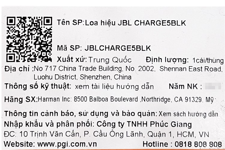 Loa Bluetooth JBL Charge 5 Màu Đen