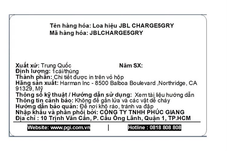 Loa Bluetooth JBL Charge 5 Màu Xám