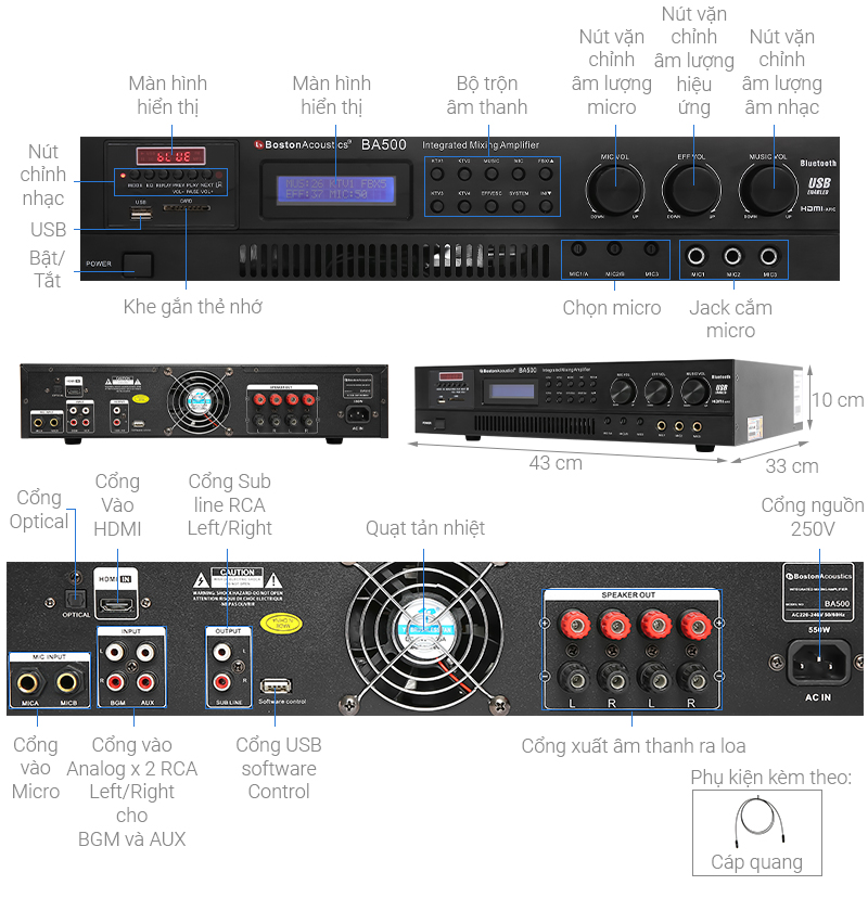 Thiết bị khuếch đại âm tần Boston Acoustics BA500