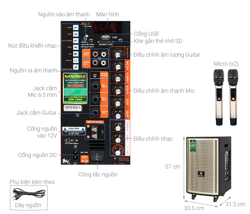 Loa kéo karaoke Nanomax S-800 360W