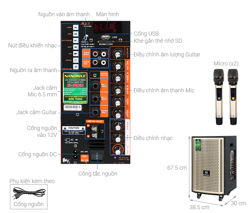 Loa Kéo Karaoke Nanomax S-800