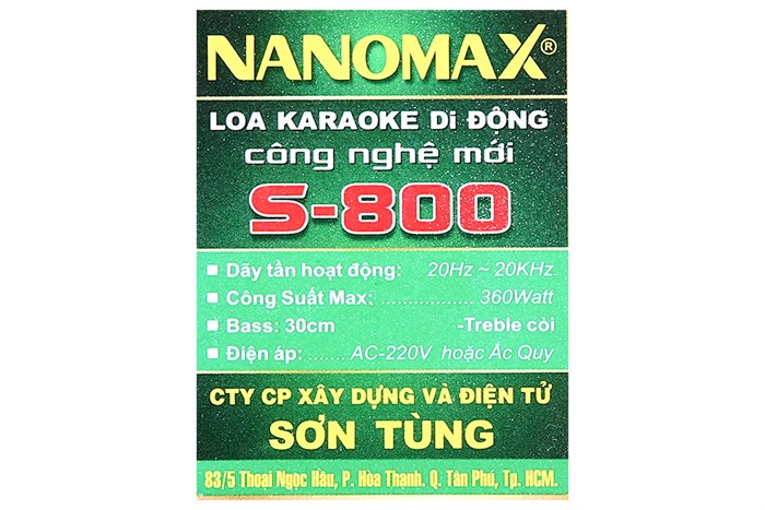 Loa kéo karaoke Nanomax S-800 360W Màu Đen