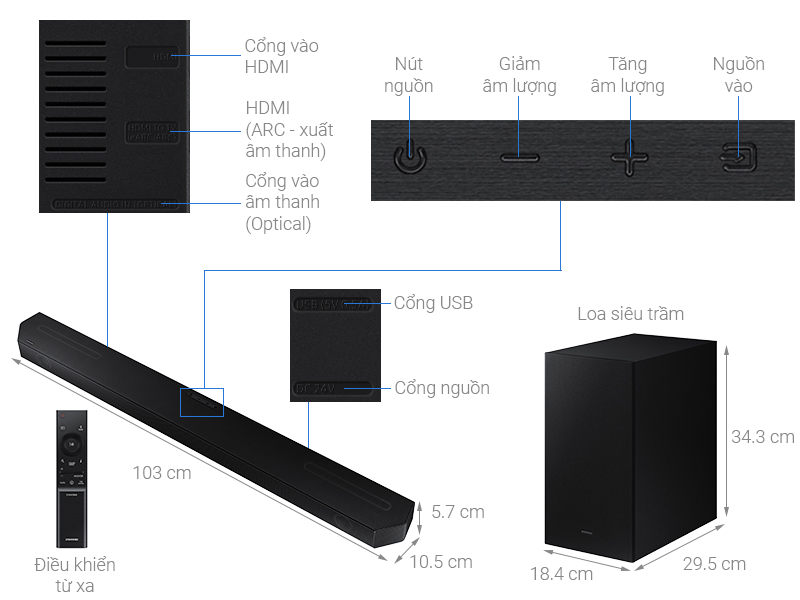 Bộ loa thanh Samsung HW-Q630B 360W - giá tốt, chính hãng