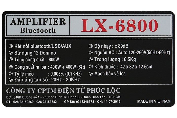 Amply Zenbos LX-6800 800W Màu Đen