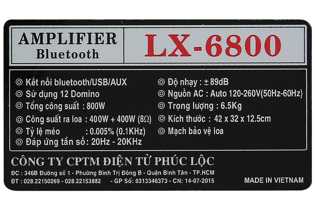 Amply Zenbos LX-6800 800W Màu Đen
