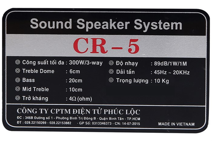 Cặp loa karaoke Zenbos CR-5 300W Màu Đen - Xám