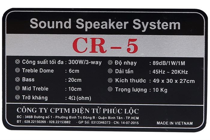 Cặp loa karaoke Zenbos CR-5 300W Màu Đen - Xám