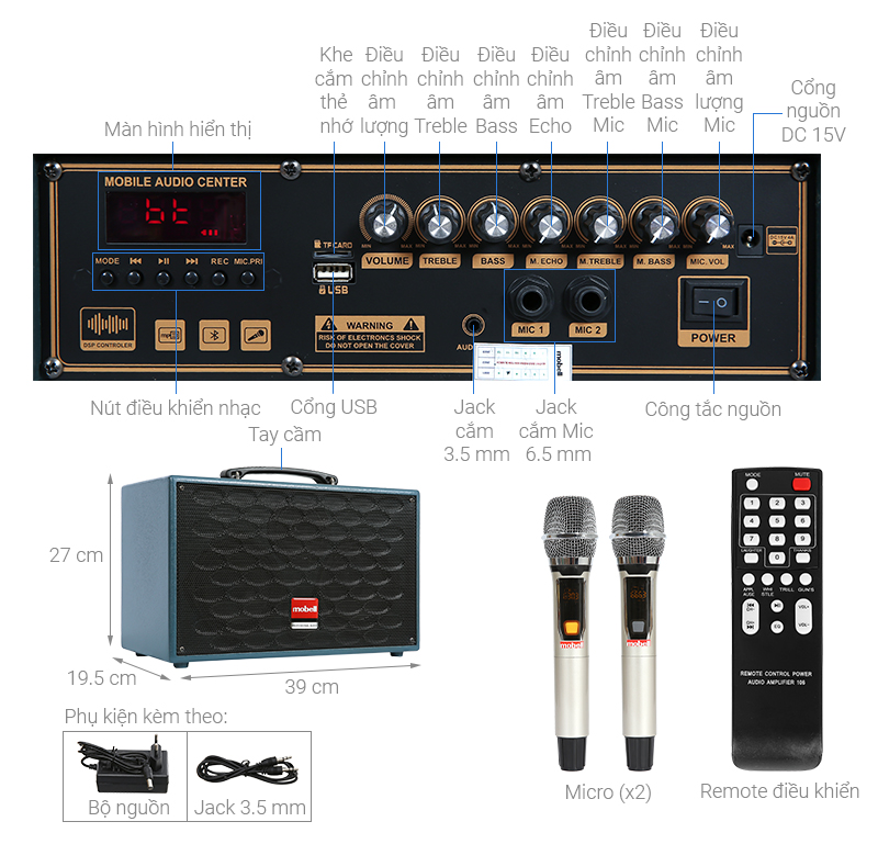 Loa karaoke xách tay Mobell MK-4020 300W