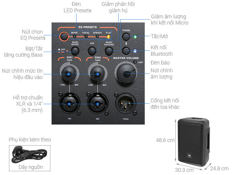 Loa điện karaoke JBL IRX108BT 1000W