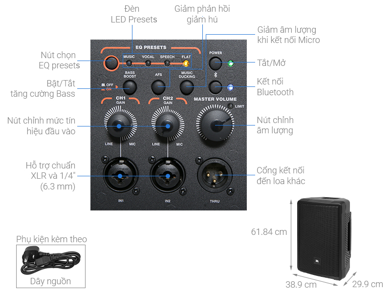 Loa điện karaoke JBL IRX112BT 1300W