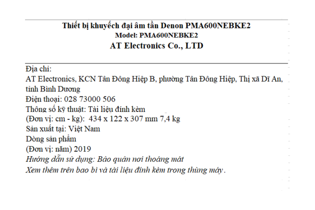 Amply Denon PMA600NEBKE2 70W Màu Đen